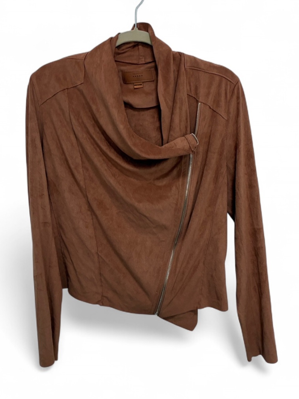 Blank NYC Tan Asymmetric Faux-Suede Jacket